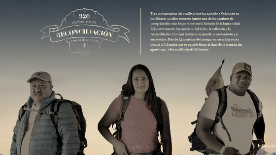 Screenshot von der Startseite der Multimedia-Reportage über den Pilgerweg der Kolumbianer von Frankreich ins spanische Santiago de Compostela.
