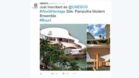 Neues Weltkulturerbe in Brasilien über Twitter bekanntgegeben. Quelle: twitter.com/UNESCO