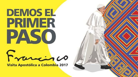 Offizielles Plakat zum Besuch des Papstes in Kolumbien. Grafik: Internetseite der kolumbianischen Bischofskonferenz, <a external="1" title="Opens external link in new window" target="_blank" href="http://www.cec.org.co/">www.cec.org.co</a>