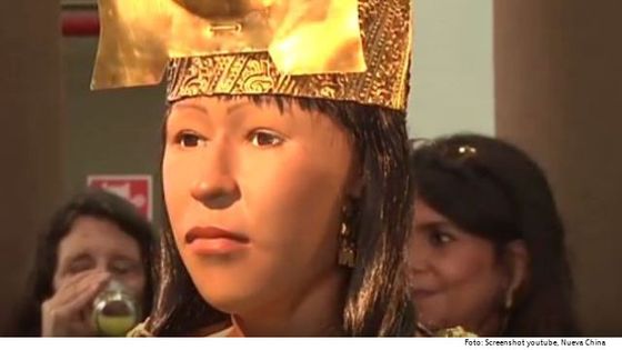 Mithilfe von 3D-Technik wurde das Gesicht der vor 1.700 Jahren gestorbenen Herrscherin nachgebildet. Foto: Screenshot <a external="1" title="Opens external link in new window" target="_blank" href="https://www.youtube.com/watch?v=1DJvskw9Bo8">youtube</a>, Nueva China