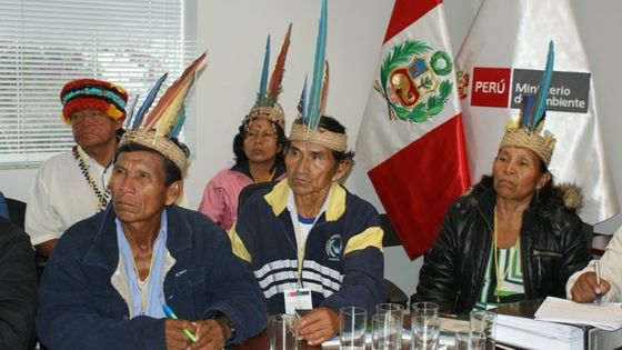 Vertreter der indigenen Völker der Achuar, Shapra, Kukama Kukamiria, Shipibo-Conibo, Sharanahua im Gespräch mit dem Umweltministerium von Peru. Foto: Ministerio del Ambiente, CC BY-NC-ND 2.0.
