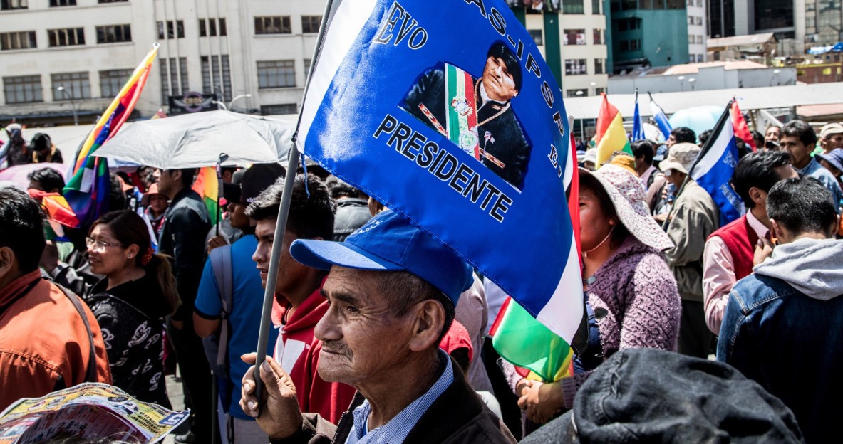 Teilnehmer einer Kundgebung in La Paz unterstützen den amtierenden Präsidenten Evo Morales. Symbolbild (2018): Adveniat/Martin Steffen