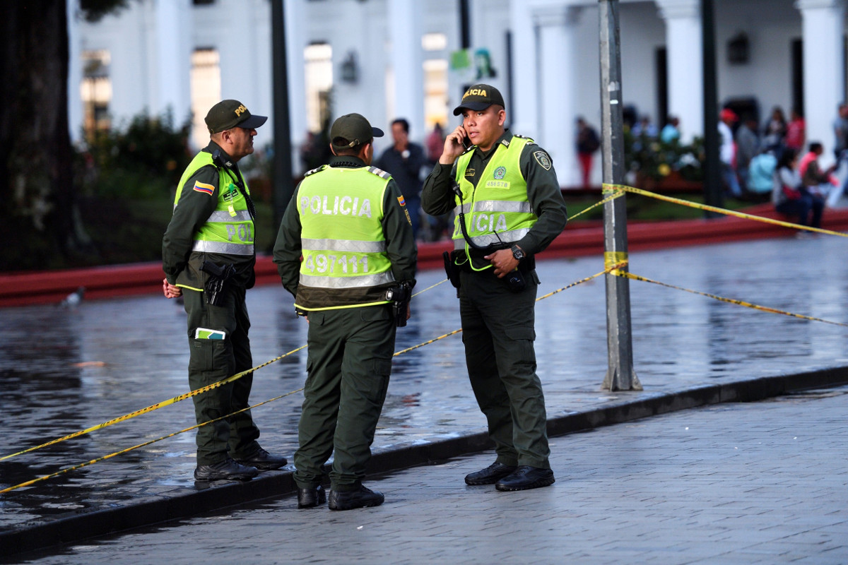 Polizisten auf der Straße in Popayán, Kolumbien. Foto (Symbolbild): Adveniat/Florian Kopp