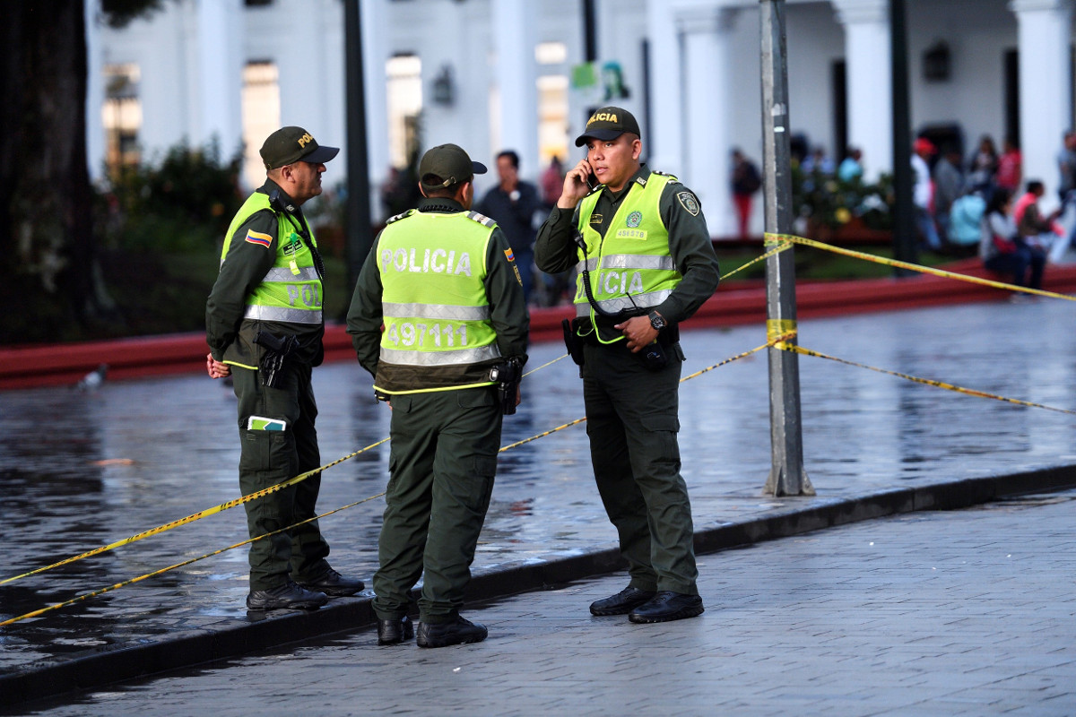 Polizei auf der Straße in Popayán in der kolumbianischen Region Cauca. Foto (Symbolbild): Adveniat/Florian Kopp